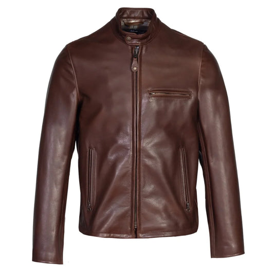 Men's Vintage Real Dark Brown Leather Biker Jacket