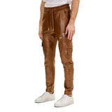 Timeless Brown Mens Leather Cargo Pants