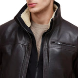 Men’s Brown Lamb Leather Jacket with Removable Quilted Vest