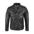 Mens Padded Black Cafe Racer Leather Jacket