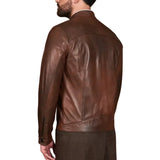 Men’s Real Lambskin Chocolate Brown Biker Leather Jacket