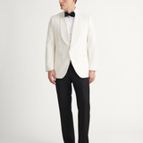 Textured Matka silk fabric on ivory dinner jacket