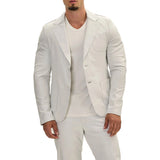 Classis Two Button Lambskin White Leather Blazer Mens