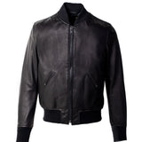 Men's Lightweight Black Cowhide Leather Bomber Jacket