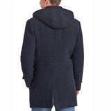 Men’s Dark Blue Wool Blend Hooded Duffle Coat