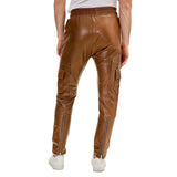 Timeless Brown Mens Leather Cargo Pants