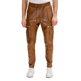 Timeless Brown Mens Leather Cargo Pants