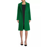 Women's Green Long Single Breasted Wool Coat