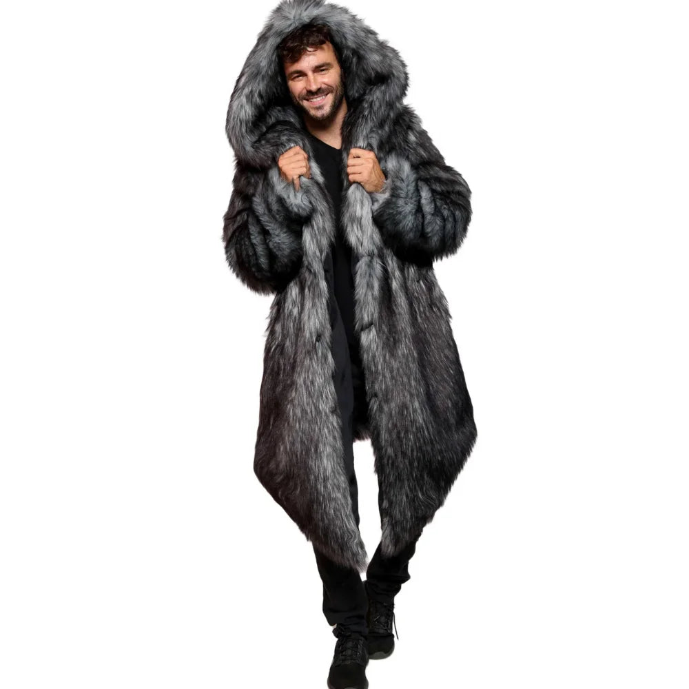 Arthur Men's Fur Chinchilla Hooded Long Coat in Tissavel French Fur