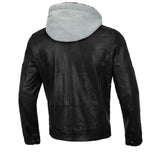 Men’s Classic Lambskin Leather Jacket with Detachable Hood