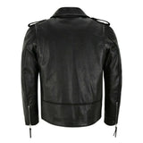 Mens Brando Belted Black Biker Leather Jacket