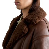Men's Single Breasted Brown Shearling Long Coat