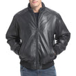 Men's Real Lambskin Black Leather Bomber Jacket