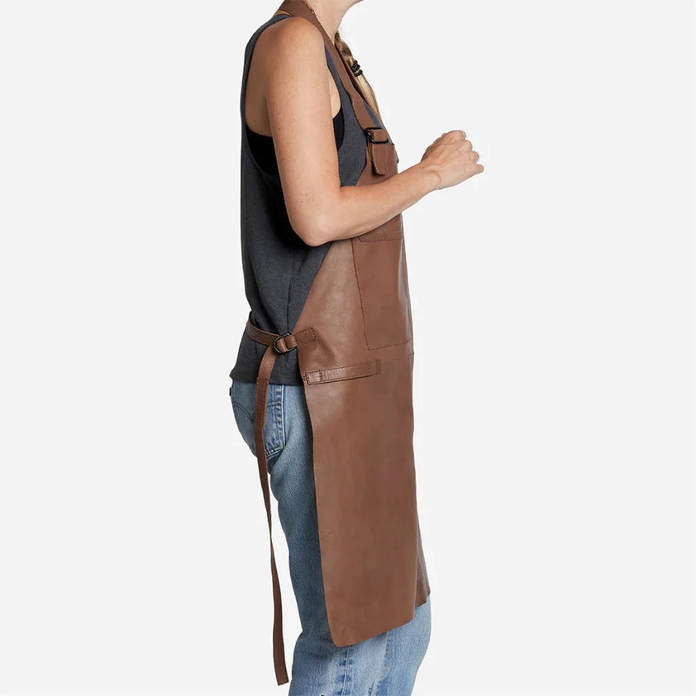 Genuine Brown Leather Apron for Home, Work, and Outdoor Activities