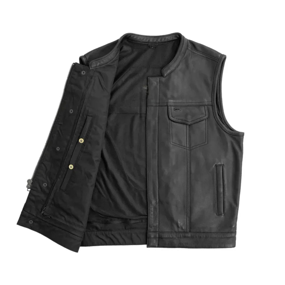 Men’s Club Dyed Cowhide Leather Motorcycle Vest