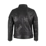 Mens Padded Black Cafe Racer Leather Jacket