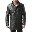 Murphy  Men's Real Lambskin Black Leather Car Coat - 3/4 Length Coat