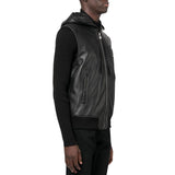 Hooded Mens Black Leather Vest