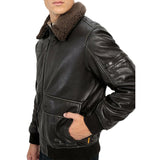 Men’s Brown Fur Collar B3 RAF Sheepskin Shearling Jacket