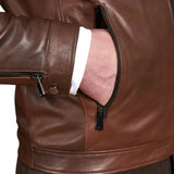 Men’s Real Lambskin Chocolate Brown Biker Leather Jacket