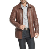 Mens Brown Bristol Real Leather Car Coat