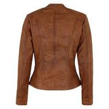 Genuine Biker Brown Cognac Leather Jacket Womens