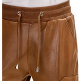 Timeless Brown Mens Leather Cargo Pants