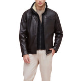 Men’s Brown Lamb Leather Jacket with Removable Quilted Vest