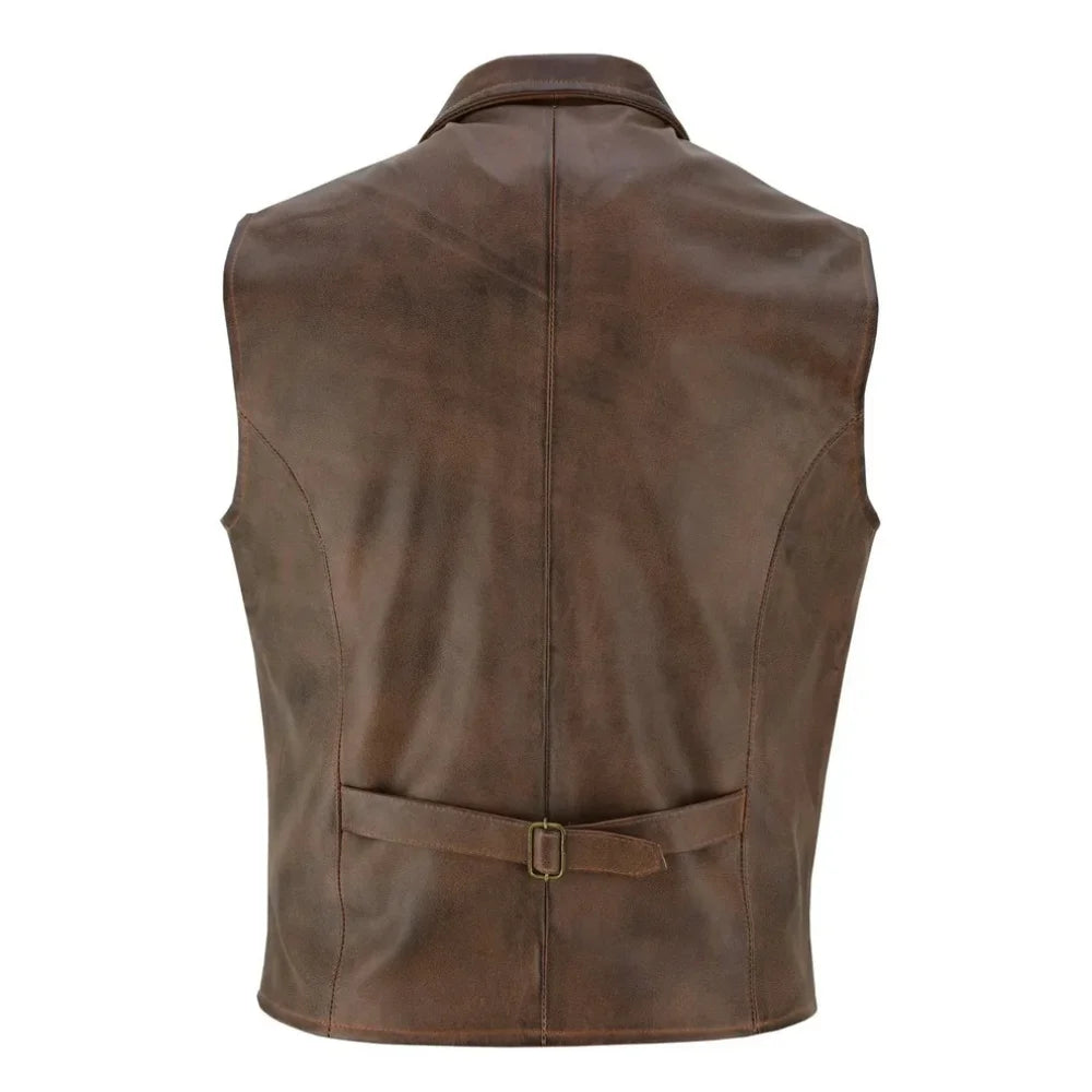 Men's Vintage Brown Leather Vest