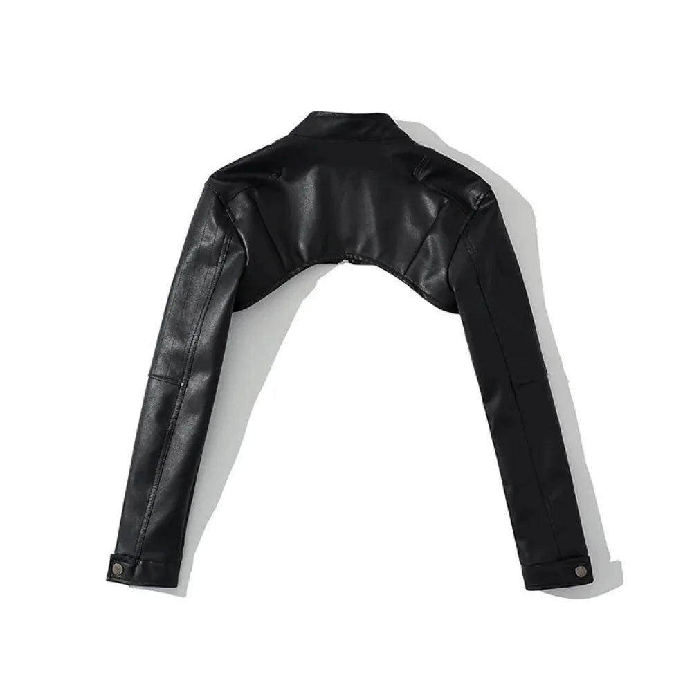 Women's Black Leather Bolero Shrug Jacket