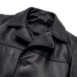 Men's Black Pebbled Cowhide Leather Car Coat