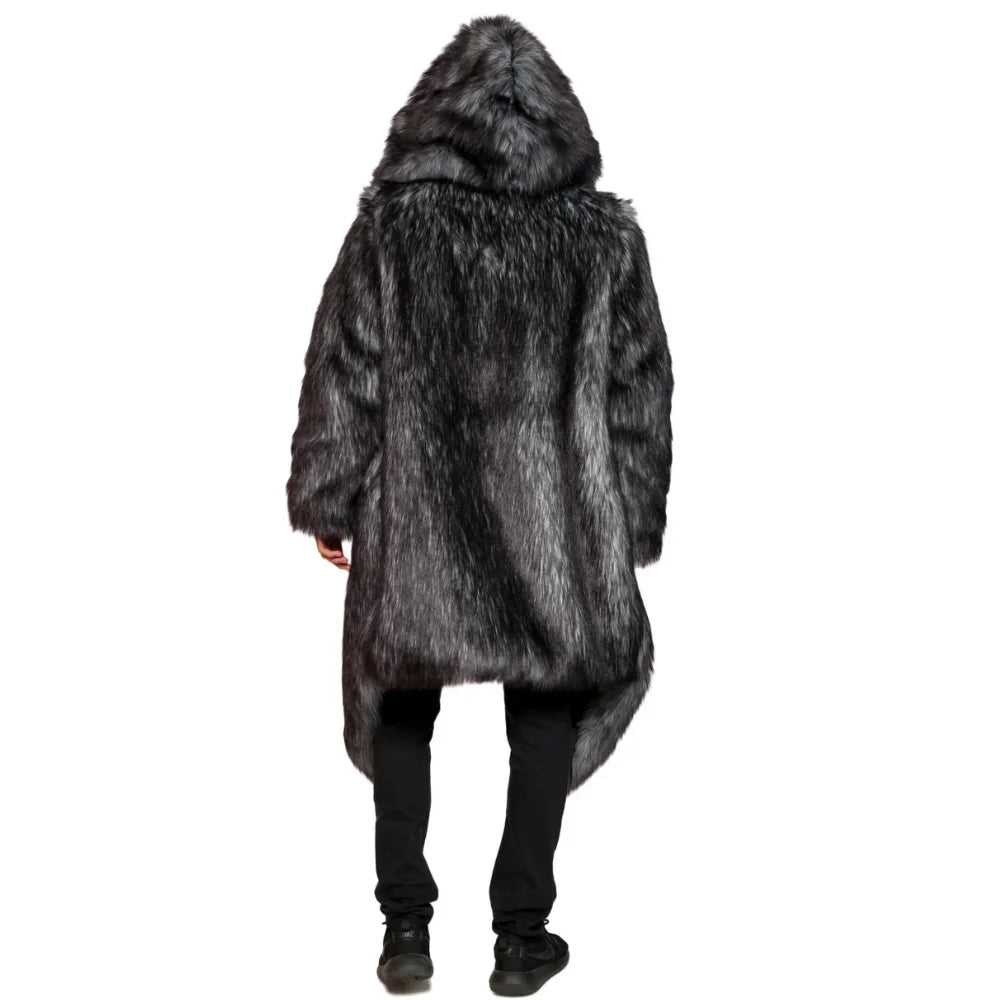 Arthur Men's Fur Chinchilla Hooded Long Coat in Tissavel French Fur