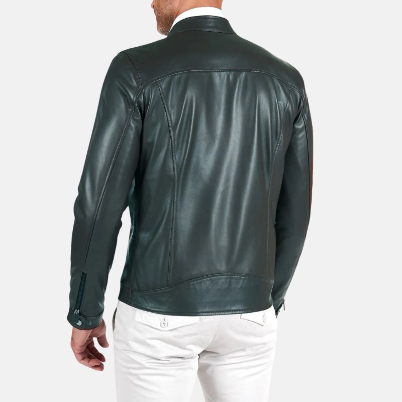 mens-green-snap-tap-leather-cafe-racer-jacket