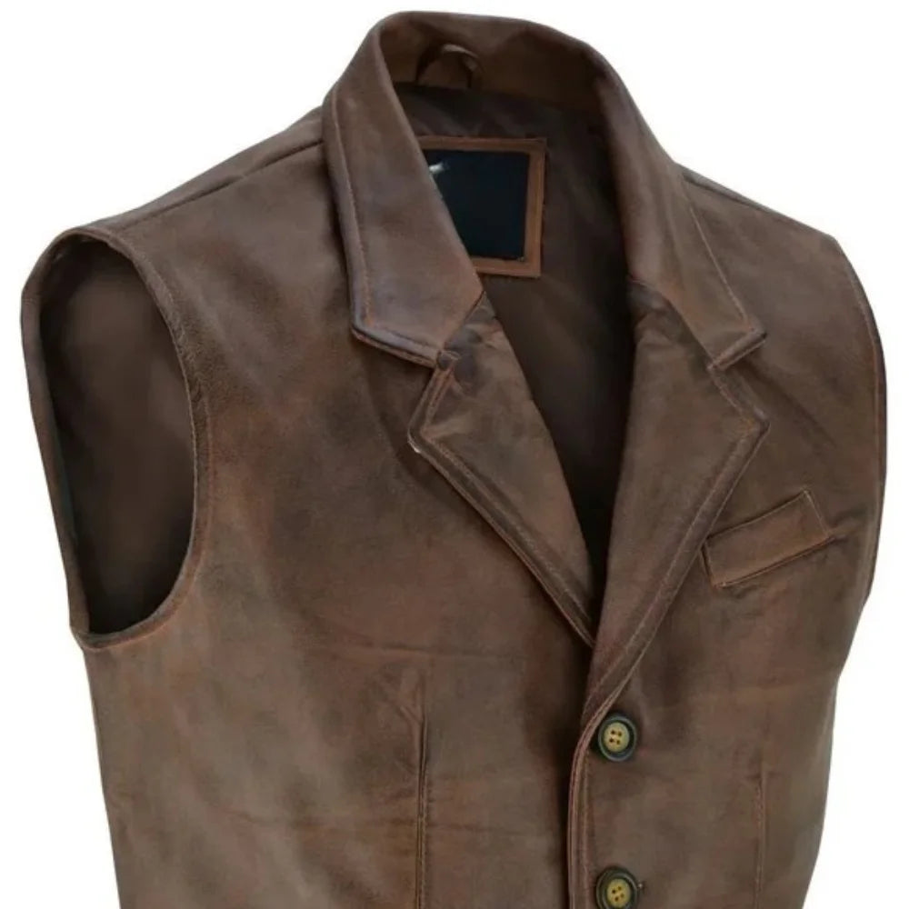 Men's Vintage Brown Leather Vest