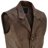 Men's Vintage Brown Leather Vest