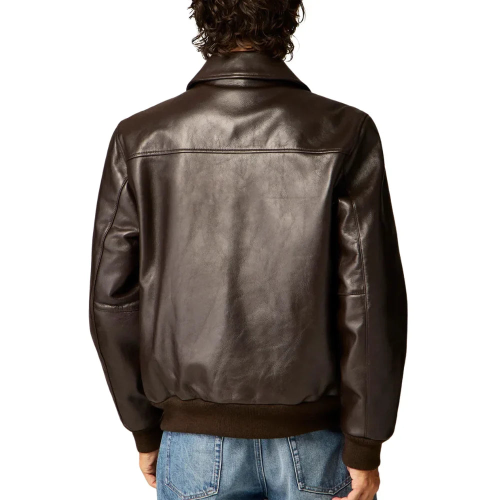 Men’s Tall Vintage Brown Italian Leather A2 Jacket