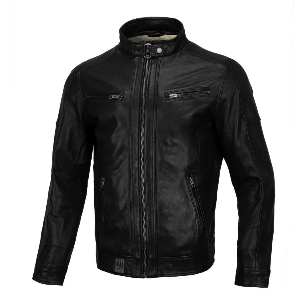 Men’s Classic Lambskin Leather Jacket with Detachable Hood