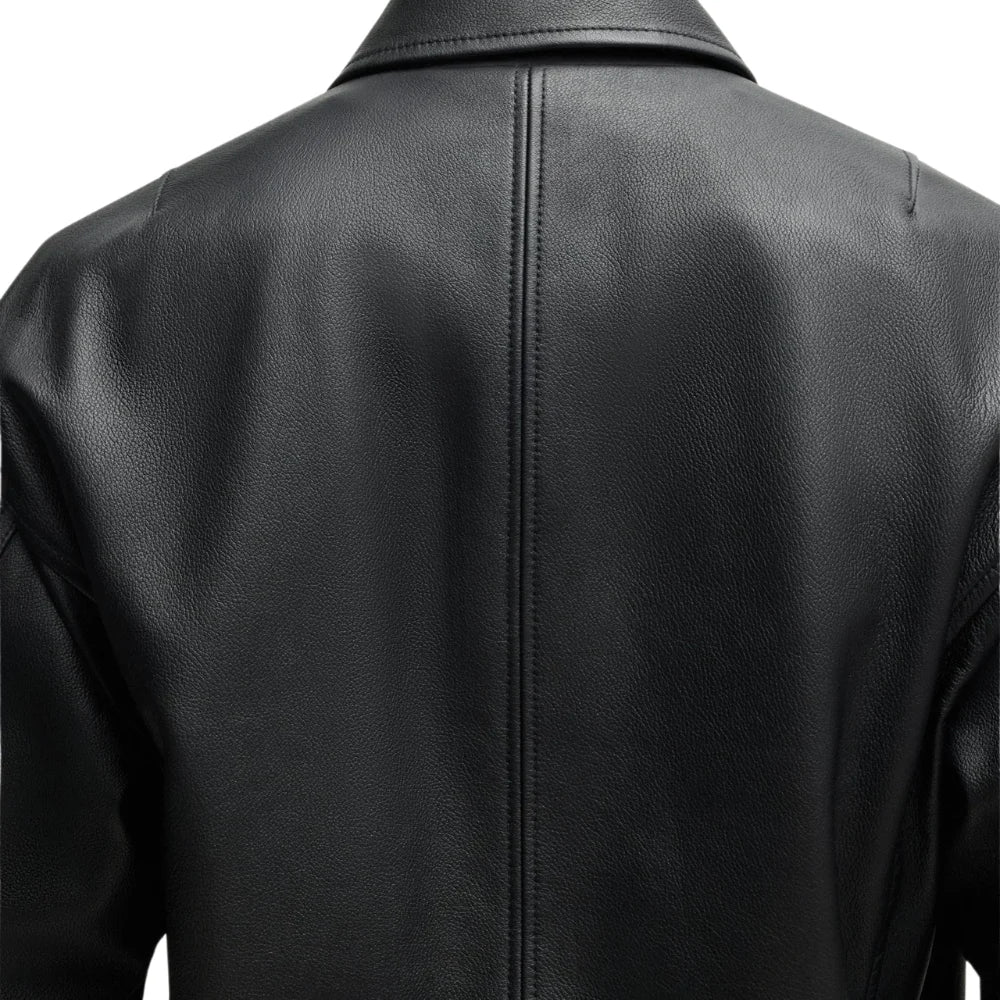 Men's Lamsbkin Black Relaxed Fit Black Bomber Jacket