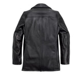 Men's Black Pebbled Cowhide Leather Car Coat