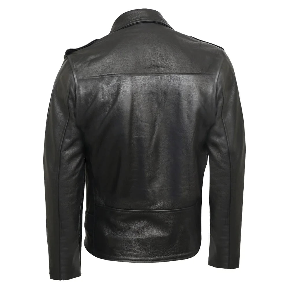 Brando Mens Genuine Leather Biker Jacket Cowhide