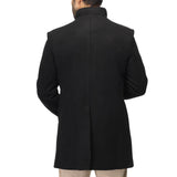 Men’s Black Stand Collar Wool Blend Winter Coat
