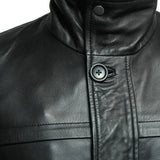 Murphy  Men's Real Lambskin Black Leather Car Coat - 3/4 Length Coat