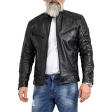 Men's Vintage Slim Fit Black Motorcycle Jacket Leather