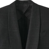 Black textured wedding tuxedo jacket for men, angled view