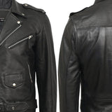 Brando Mens Genuine Leather Biker Jacket Cowhide