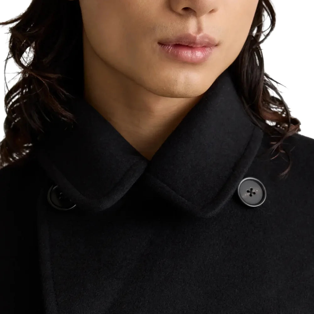 Mens Double Breasted Black Overcoat