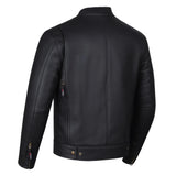 Men's Buffalo Leather Black Motorcycle Jacket with Removable CE Armor