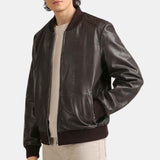 Men's Bomber Chocolate Brown Leather Biker Jacket