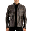 Men’s Distressed Brown Leather Café Racer Jacket