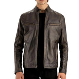 Men’s Distressed Brown Leather Café Racer Jacket